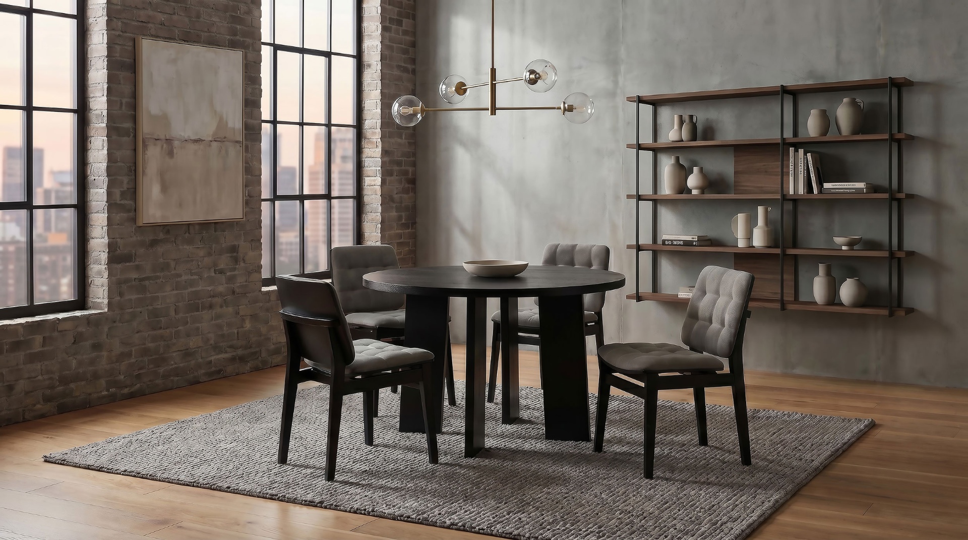 Round Black Dining Set (5-Pc)