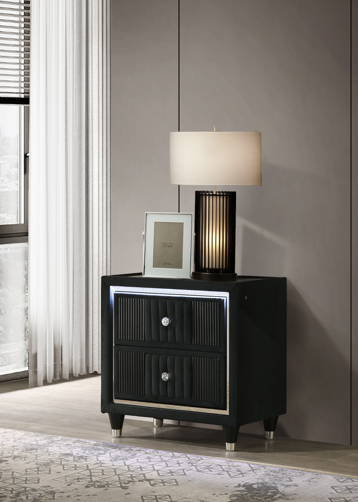 Black Velvet LED Nightstand