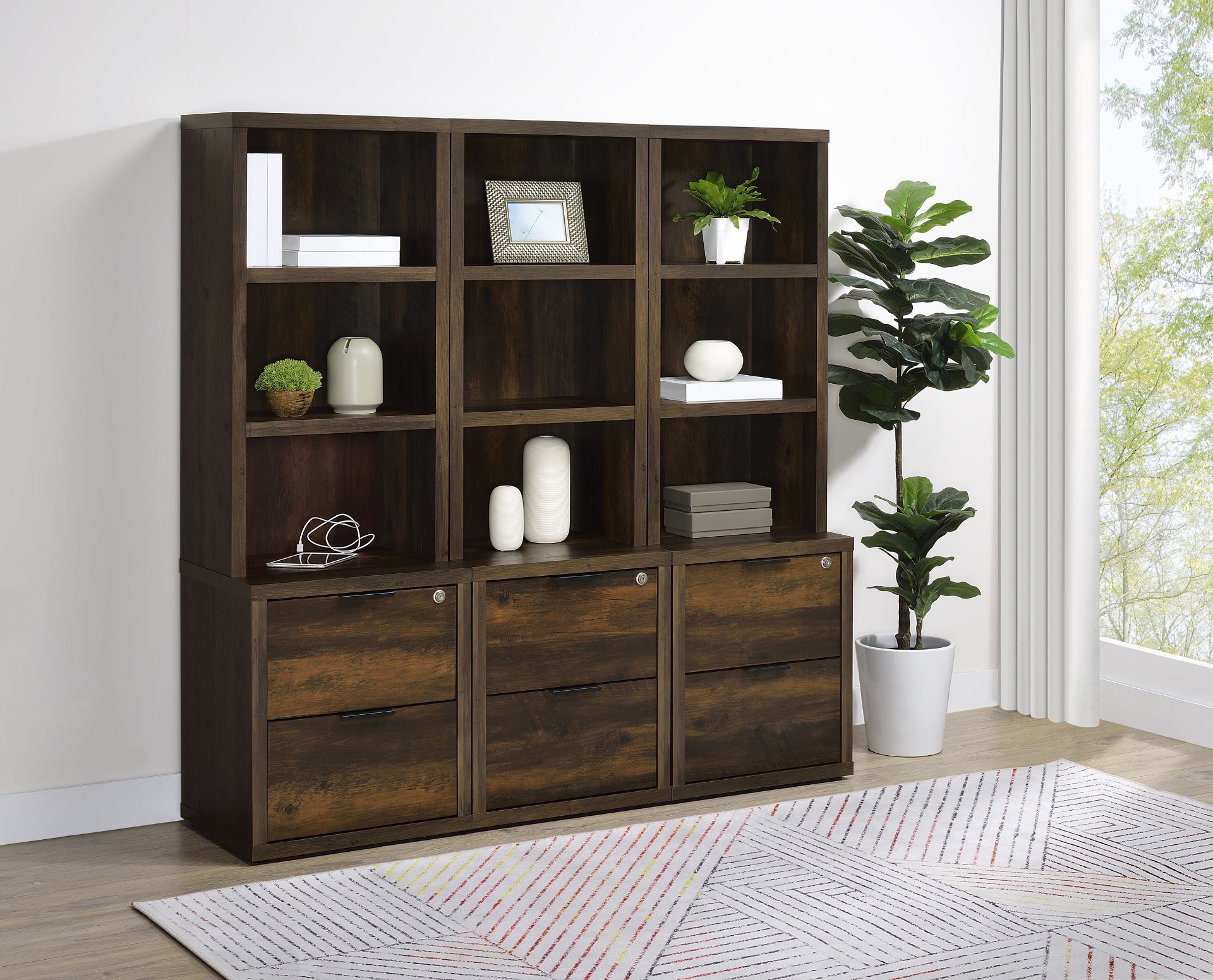 Rustic Cube Bookcase Wall
