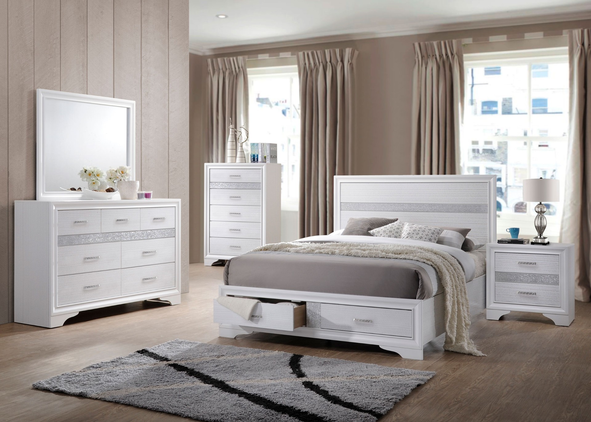 Naima White 5-Pc Bedroom Set